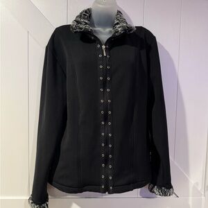 Women's Black Jacket with Faux Fur Trim